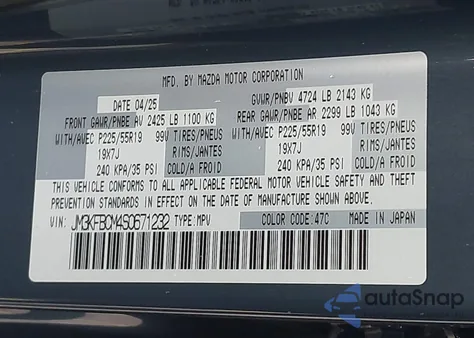 2025 Mazda Cx-5 2.5 S Carbon Edition z USA, uszkodzony, nr VIN JM3KFBCM4S0671232